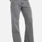 Men’s Grey Washed Wide-Leg Denim Jeans